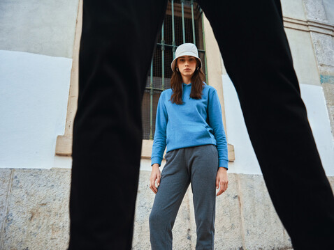 IQONIQ Cooper Jogger aus recycelter Baumwolle heather anthracite bedrucken, Art.-Nr. T9500.014.S