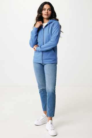 IQONIQ Abisko Zip-Kapuzenpullover aus recycelter Baumwolle heather blue bedrucken, Art.-Nr. T9600.024.S