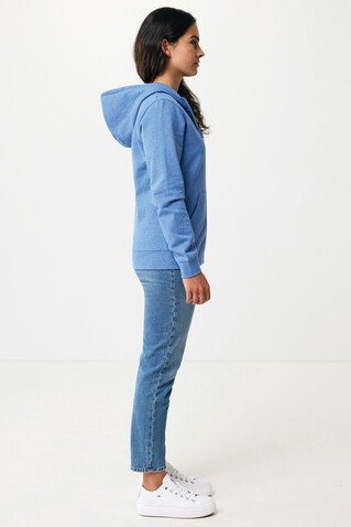 IQONIQ Abisko Zip-Kapuzenpullover aus recycelter Baumwolle heather blue bedrucken, Art.-Nr. T9600.024.S