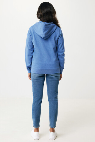 IQONIQ Abisko Zip-Kapuzenpullover aus recycelter Baumwolle heather blue bedrucken, Art.-Nr. T9600.024.S