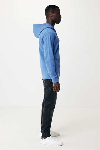 IQONIQ Abisko Zip-Kapuzenpullover aus recycelter Baumwolle heather blue bedrucken, Art.-Nr. T9600.024.S