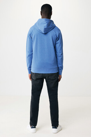 IQONIQ Abisko Zip-Kapuzenpullover aus recycelter Baumwolle heather blue bedrucken, Art.-Nr. T9600.024.S