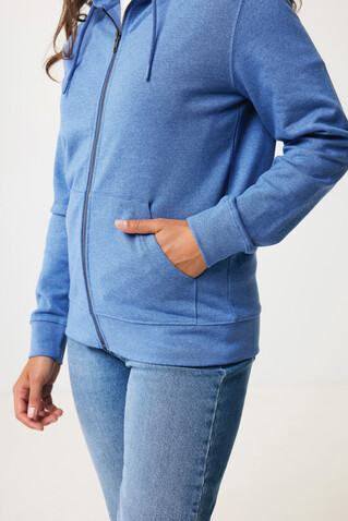 IQONIQ Abisko Zip-Kapuzenpullover aus recycelter Baumwolle heather blue bedrucken, Art.-Nr. T9600.024.S