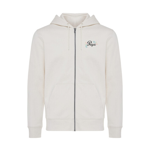 IQONIQ Abisko Zip-Kapuzenpullover aus recycelter Baumwolle natural raw bedrucken, Art.-Nr. T9600.018.5XL