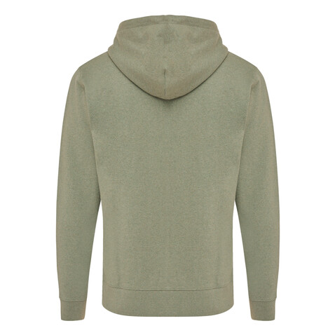 IQONIQ Abisko Zip-Kapuzenpullover aus recycelter Baumwolle heather green bedrucken, Art.-Nr. T9600.015.S