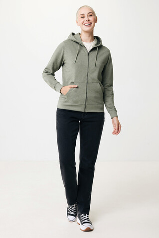 IQONIQ Abisko Zip-Kapuzenpullover aus recycelter Baumwolle heather green bedrucken, Art.-Nr. T9600.015.S