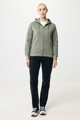 IQONIQ Abisko Zip-Kapuzenpullover aus recycelter Baumwolle heather green bedrucken, Art.-Nr. T9600.015.S