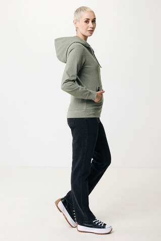 IQONIQ Abisko Zip-Kapuzenpullover aus recycelter Baumwolle heather green bedrucken, Art.-Nr. T9600.015.S