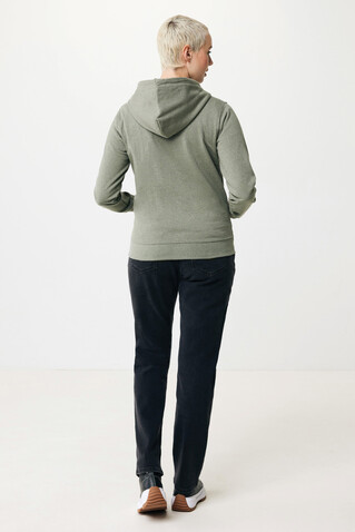 IQONIQ Abisko Zip-Kapuzenpullover aus recycelter Baumwolle heather green bedrucken, Art.-Nr. T9600.015.S