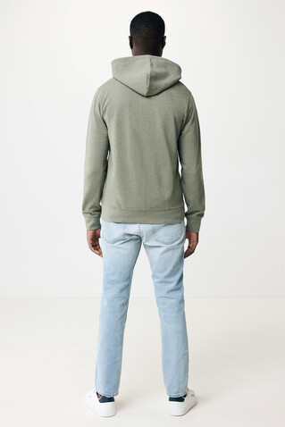 IQONIQ Abisko Zip-Kapuzenpullover aus recycelter Baumwolle heather green bedrucken, Art.-Nr. T9600.015.S
