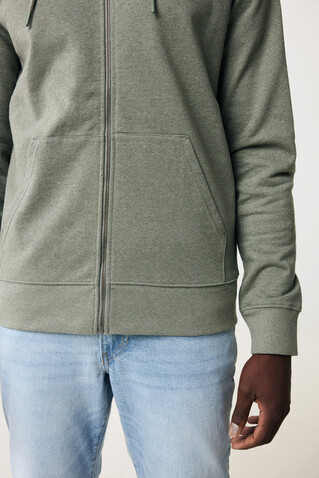 IQONIQ Abisko Zip-Kapuzenpullover aus recycelter Baumwolle heather green bedrucken, Art.-Nr. T9600.015.S