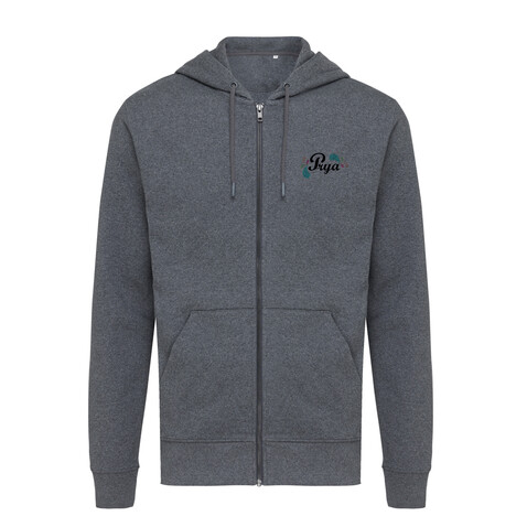IQONIQ Abisko Zip-Kapuzenpullover aus recycelter Baumwolle heather anthracite bedrucken, Art.-Nr. T9600.014.M