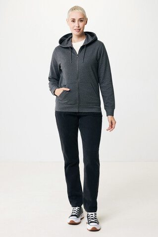 IQONIQ Abisko Zip-Kapuzenpullover aus recycelter Baumwolle heather anthracite bedrucken, Art.-Nr. T9600.014.M