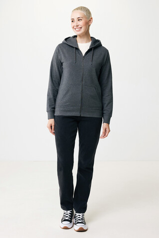 IQONIQ Abisko Zip-Kapuzenpullover aus recycelter Baumwolle heather anthracite bedrucken, Art.-Nr. T9600.014.M