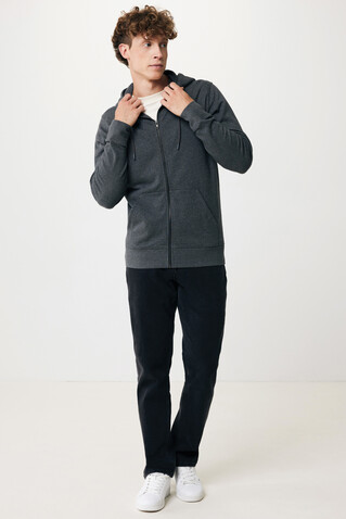 IQONIQ Abisko Zip-Kapuzenpullover aus recycelter Baumwolle heather anthracite bedrucken, Art.-Nr. T9600.014.M