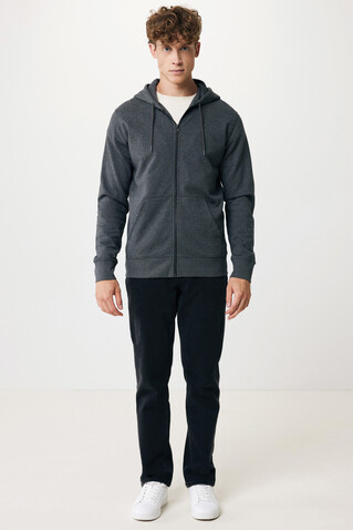 IQONIQ Abisko Zip-Kapuzenpullover aus recycelter Baumwolle heather anthracite bedrucken, Art.-Nr. T9600.014.M