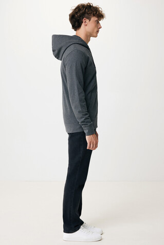 IQONIQ Abisko Zip-Kapuzenpullover aus recycelter Baumwolle heather anthracite bedrucken, Art.-Nr. T9600.014.M