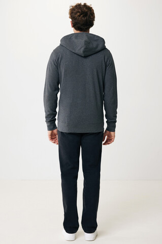 IQONIQ Abisko Zip-Kapuzenpullover aus recycelter Baumwolle heather anthracite bedrucken, Art.-Nr. T9600.014.M