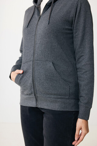 IQONIQ Abisko Zip-Kapuzenpullover aus recycelter Baumwolle heather anthracite bedrucken, Art.-Nr. T9600.014.M