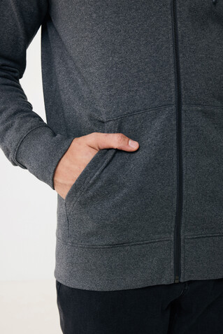 IQONIQ Abisko Zip-Kapuzenpullover aus recycelter Baumwolle heather anthracite bedrucken, Art.-Nr. T9600.014.M
