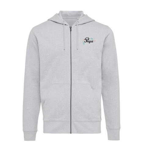 IQONIQ Abisko Zip-Kapuzenpullover aus recycelter Baumwolle heather grey bedrucken, Art.-Nr. T9600.013.S