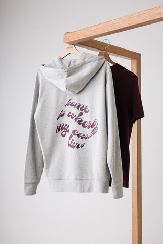 IQONIQ Abisko Zip-Kapuzenpullover aus recycelter Baumwolle heather grey bedrucken, Art.-Nr. T9600.013.S
