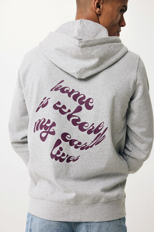 IQONIQ Abisko Zip-Kapuzenpullover aus recycelter Baumwolle heather grey bedrucken, Art.-Nr. T9600.013.S