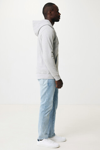 IQONIQ Abisko Zip-Kapuzenpullover aus recycelter Baumwolle heather grey bedrucken, Art.-Nr. T9600.013.S