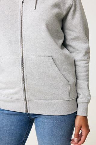 IQONIQ Abisko Zip-Kapuzenpullover aus recycelter Baumwolle heather grey bedrucken, Art.-Nr. T9600.013.S