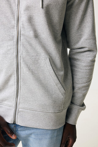 IQONIQ Abisko Zip-Kapuzenpullover aus recycelter Baumwolle heather grey bedrucken, Art.-Nr. T9600.013.S