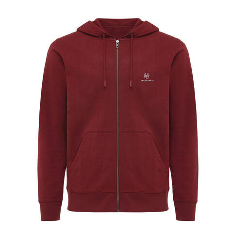 IQONIQ Abisko Zip-Kapuzenpullover aus recycelter Baumwolle burgunderrot bedrucken, Art.-Nr. T9600.007.S