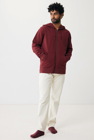IQONIQ Abisko Zip-Kapuzenpullover aus recycelter Baumwolle burgunderrot bedrucken, Art.-Nr. T9600.007.S