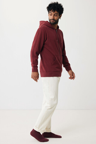 IQONIQ Abisko Zip-Kapuzenpullover aus recycelter Baumwolle burgunderrot bedrucken, Art.-Nr. T9600.007.S