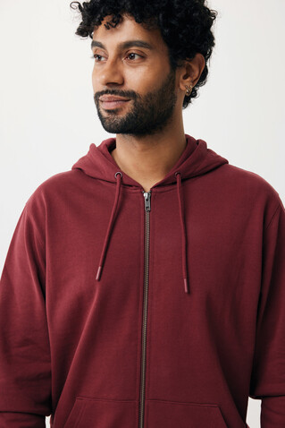 IQONIQ Abisko Zip-Kapuzenpullover aus recycelter Baumwolle burgunderrot bedrucken, Art.-Nr. T9600.007.S