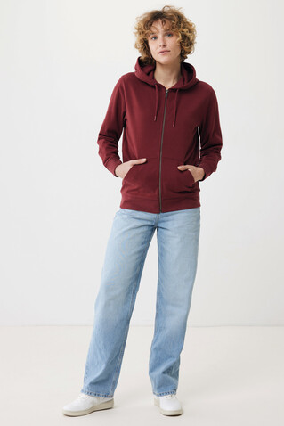 IQONIQ Abisko Zip-Kapuzenpullover aus recycelter Baumwolle burgunderrot bedrucken, Art.-Nr. T9600.007.S