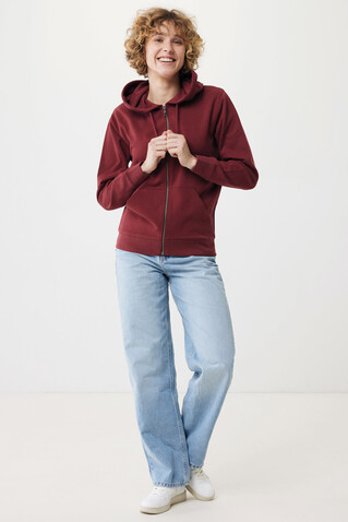 IQONIQ Abisko Zip-Kapuzenpullover aus recycelter Baumwolle burgunderrot bedrucken, Art.-Nr. T9600.007.S