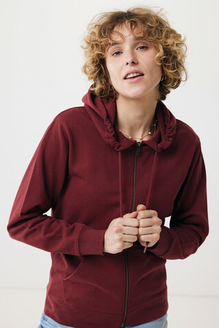 IQONIQ Abisko Zip-Kapuzenpullover aus recycelter Baumwolle burgunderrot bedrucken, Art.-Nr. T9600.007.S