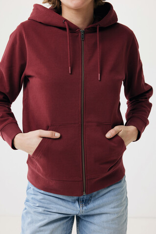 IQONIQ Abisko Zip-Kapuzenpullover aus recycelter Baumwolle burgunderrot bedrucken, Art.-Nr. T9600.007.S