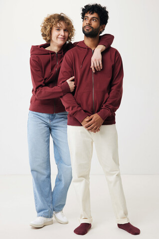 IQONIQ Abisko Zip-Kapuzenpullover aus recycelter Baumwolle burgunderrot bedrucken, Art.-Nr. T9600.007.S