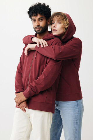 IQONIQ Abisko Zip-Kapuzenpullover aus recycelter Baumwolle burgunderrot bedrucken, Art.-Nr. T9600.007.S