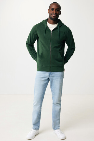 IQONIQ Abisko Zip-Kapuzenpullover aus recycelter Baumwolle forest green bedrucken, Art.-Nr. T9600.005.XXS
