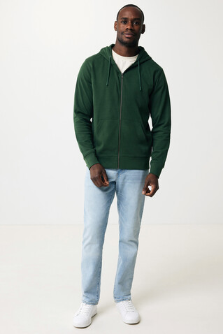 IQONIQ Abisko Zip-Kapuzenpullover aus recycelter Baumwolle forest green bedrucken, Art.-Nr. T9600.005.XXS