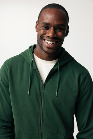 IQONIQ Abisko Zip-Kapuzenpullover aus recycelter Baumwolle forest green bedrucken, Art.-Nr. T9600.005.XXS