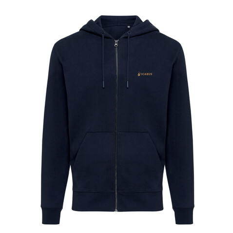 IQONIQ Abisko Zip-Kapuzenpullover aus recycelter Baumwolle navy blau bedrucken, Art.-Nr. T9600.002.4XL