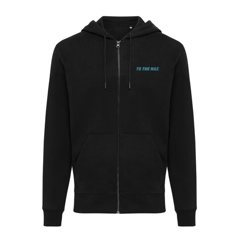 IQONIQ Abisko Zip-Kapuzenpullover aus recycelter Baumwolle schwarz bedrucken, Art.-Nr. T9600.001.XXL