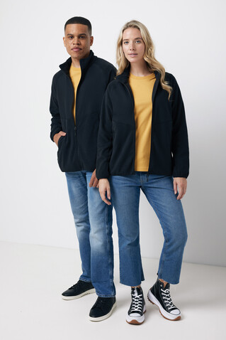 IQONIQ Talung Mikrofleece Jacke aus recyceltem Polyester schwarz bedrucken, Art.-Nr. T9603.001.5XL