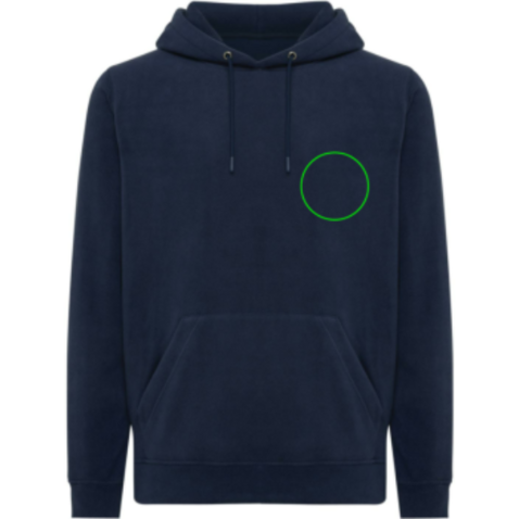 IQONIQ Trivor Mikrofleece-Kapuzen-Pulli aus recyc. Polyester navy blau bedrucken, Art.-Nr. T9403.002.XXXL