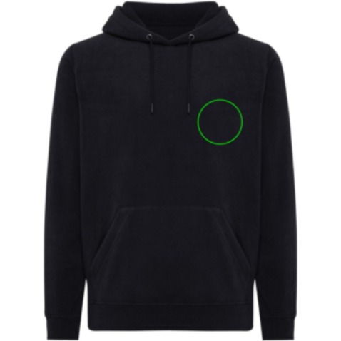 IQONIQ Trivor Mikrofleece-Kapuzen-Pulli aus recyc. Polyester schwarz bedrucken, Art.-Nr. T9403.001.M