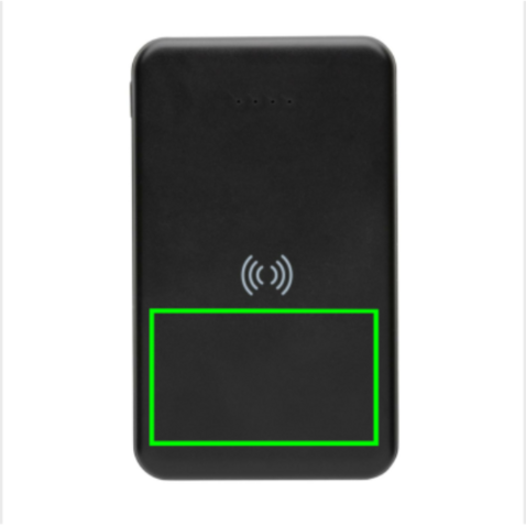 5.000mAh 5W Wireless Powerbank aus RCS recyceltem Kunststoff schwarz bedrucken, Art.-Nr. P322.621