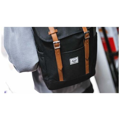 Herschel Retreat™ recycelter Laptop-Rucksack 23 L, schwarz bedrucken, Art.-Nr. 12069190